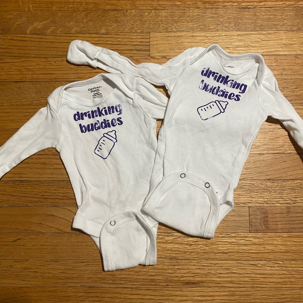 Gerber Twin Onsies, Drinking Buddies